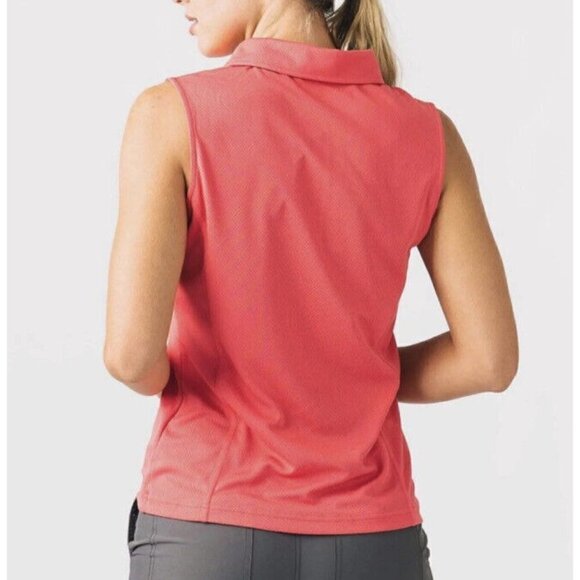 Zyia Active Clubhouse Pink Mesh Zip Up Sleeveless Polo Shirt Size Small - Picture 3 of 9